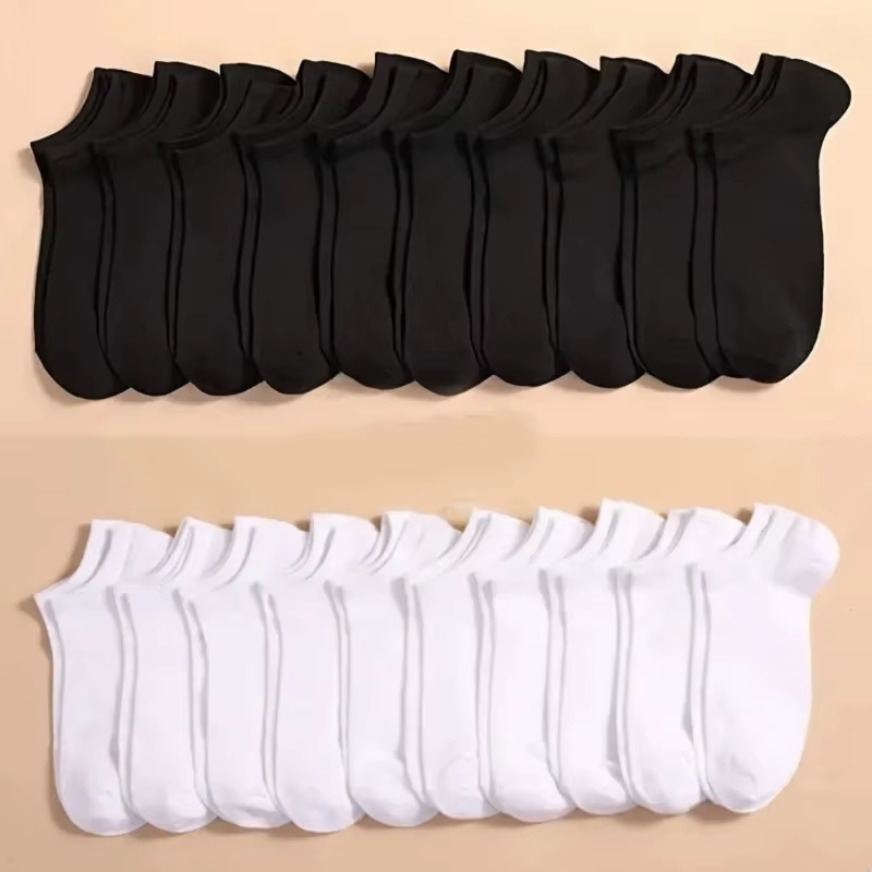 Men's Low Cut Boat Socks – 10 Pairs Breathable Ankle Socks (Black/White/Grey)