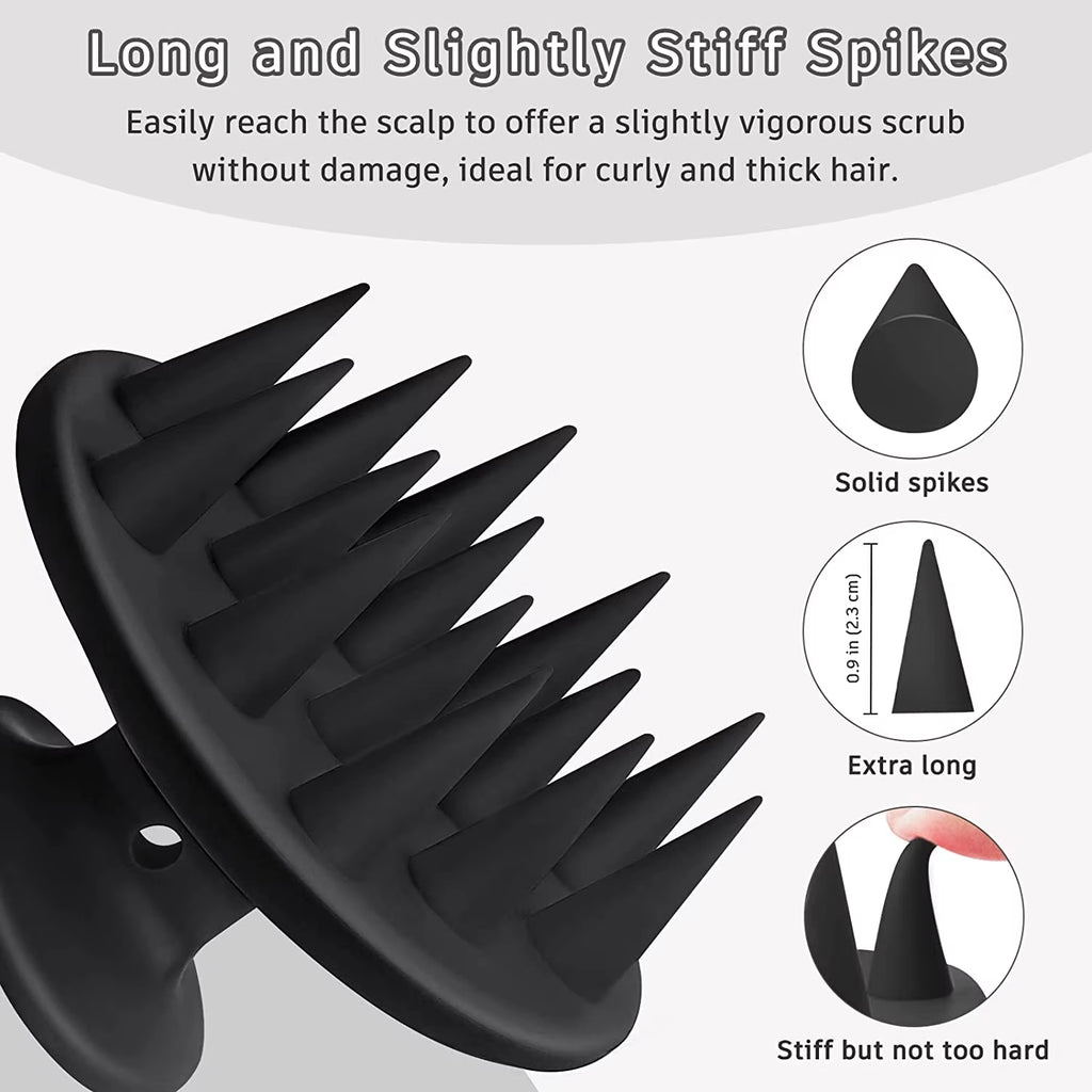 Silicone Scalp Massager and Shampoo Brush with Long, Stiff Bristles for Thick, Curly Hair - Head Scrubber and Exfoliator