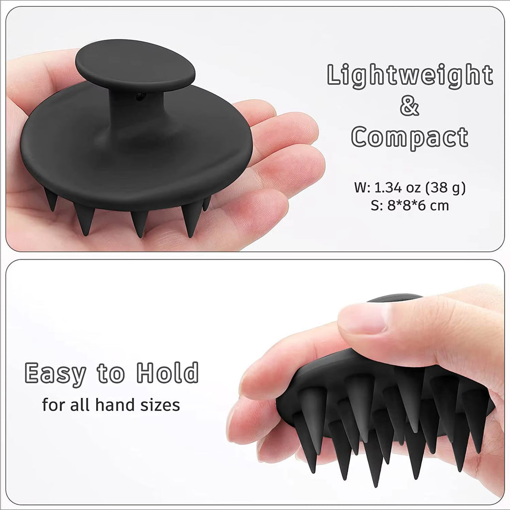 Silicone Scalp Massager and Shampoo Brush with Long, Stiff Bristles for Thick, Curly Hair - Head Scrubber and Exfoliator