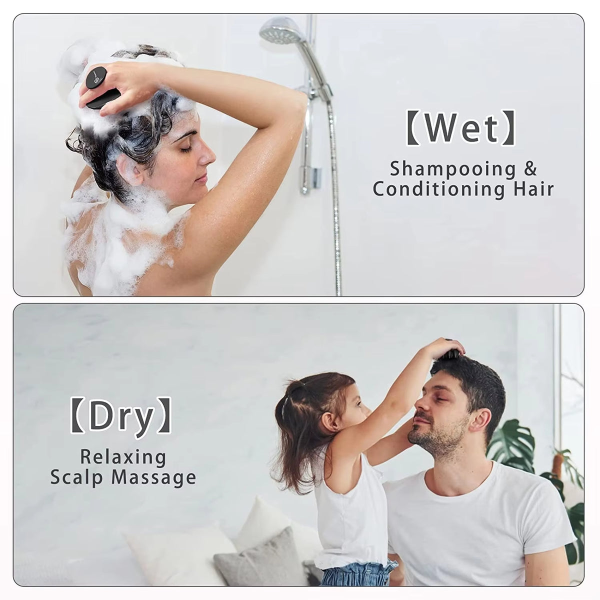 Silicone Scalp Massager and Shampoo Brush with Long, Stiff Bristles for Thick, Curly Hair - Head Scrubber and Exfoliator