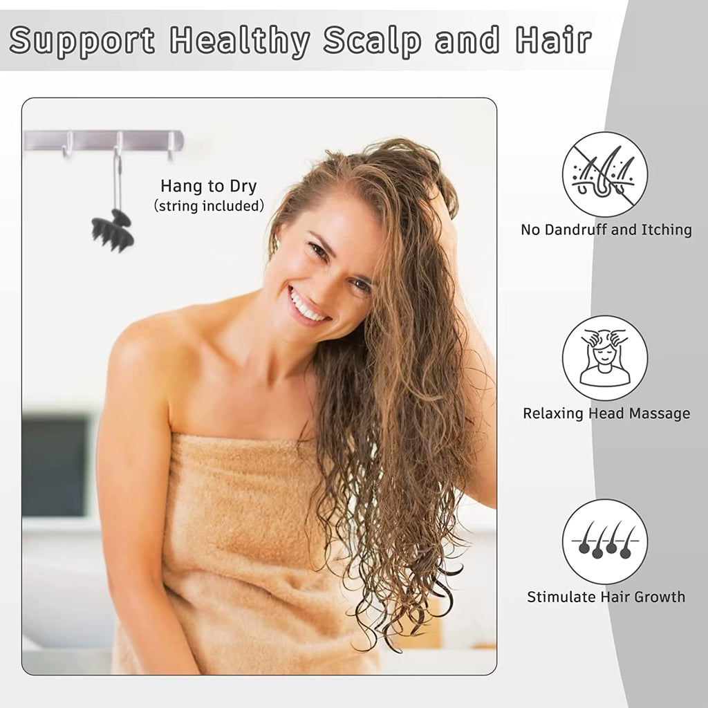 Silicone Scalp Massager and Shampoo Brush with Long, Stiff Bristles for Thick, Curly Hair - Head Scrubber and Exfoliator