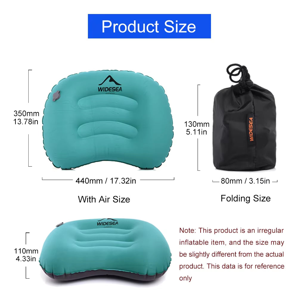 Portable Inflatable Camping Pillow - Compressible Folding Air Cushion for Outdoor Sleeping Gear
