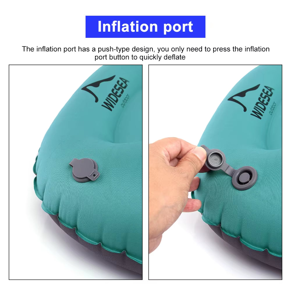 Portable Inflatable Camping Pillow - Compressible Folding Air Cushion for Outdoor Sleeping Gear