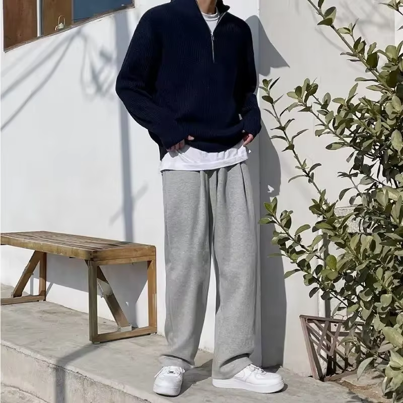 Men's Half-Zip Stand Collar Sweater – Loose Casual Pullover