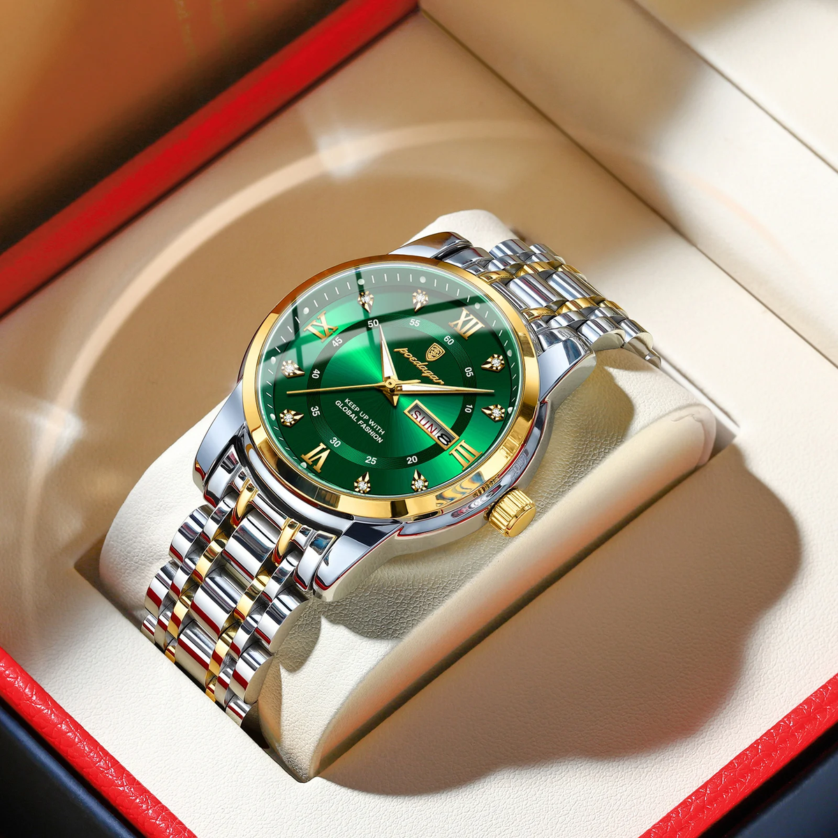 Men's Luxury Quartz Watch – Waterproof Luminous Date & Week Stainless Steel Wristwatch