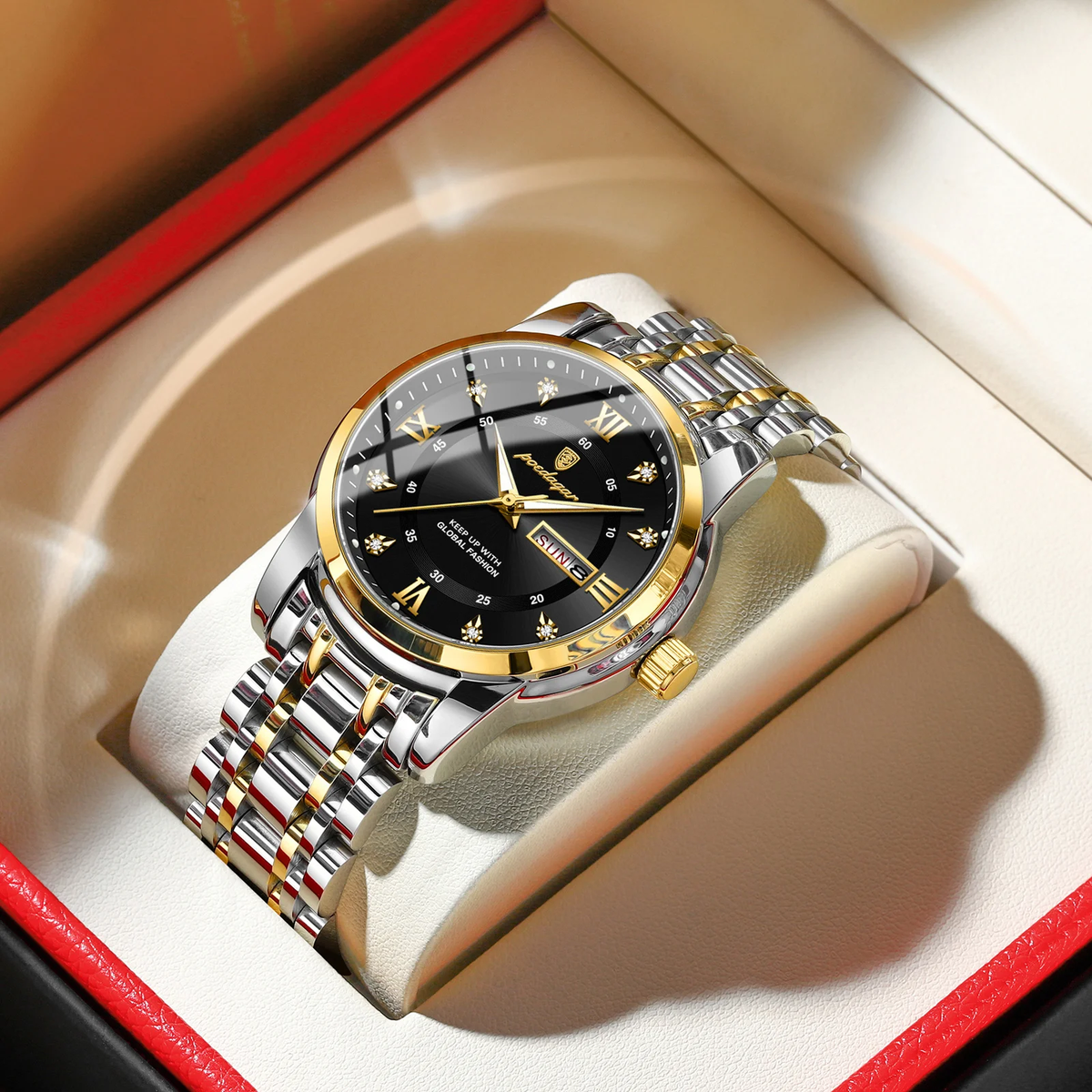 Men's Luxury Quartz Watch – Waterproof Luminous Date & Week Stainless Steel Wristwatch