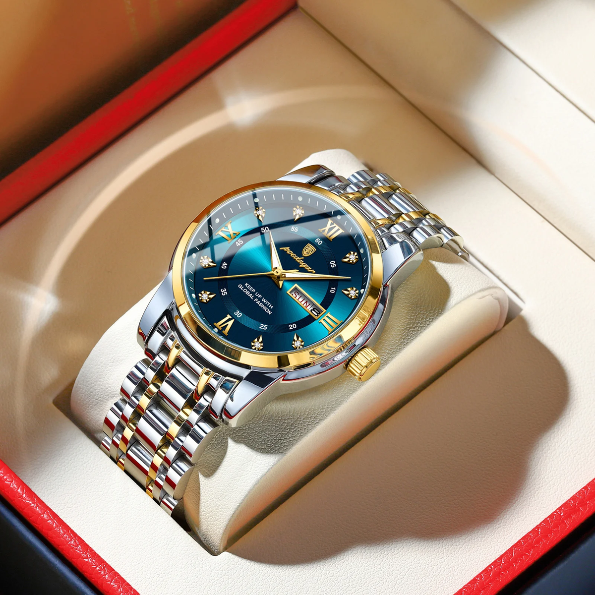 Men's Luxury Quartz Watch – Waterproof Luminous Date & Week Stainless Steel Wristwatch