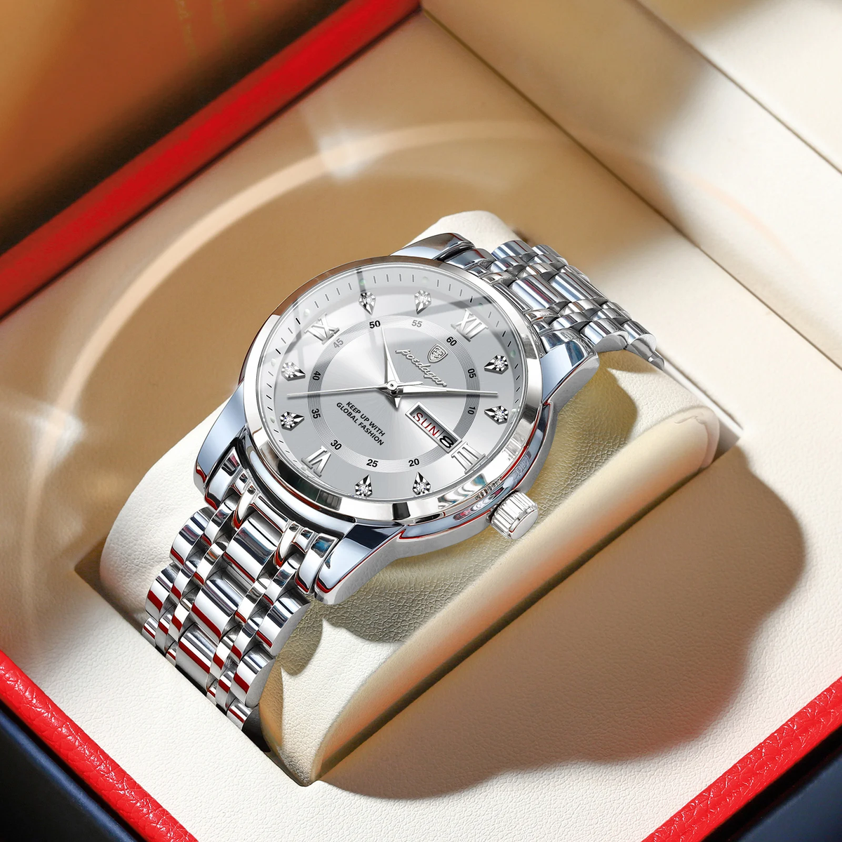 Men's Luxury Quartz Watch – Waterproof Luminous Date & Week Stainless Steel Wristwatch