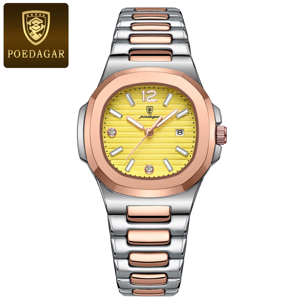 Women's Luxury Square Quartz Watch – Luminous Waterproof Date Ladies Wristwatch