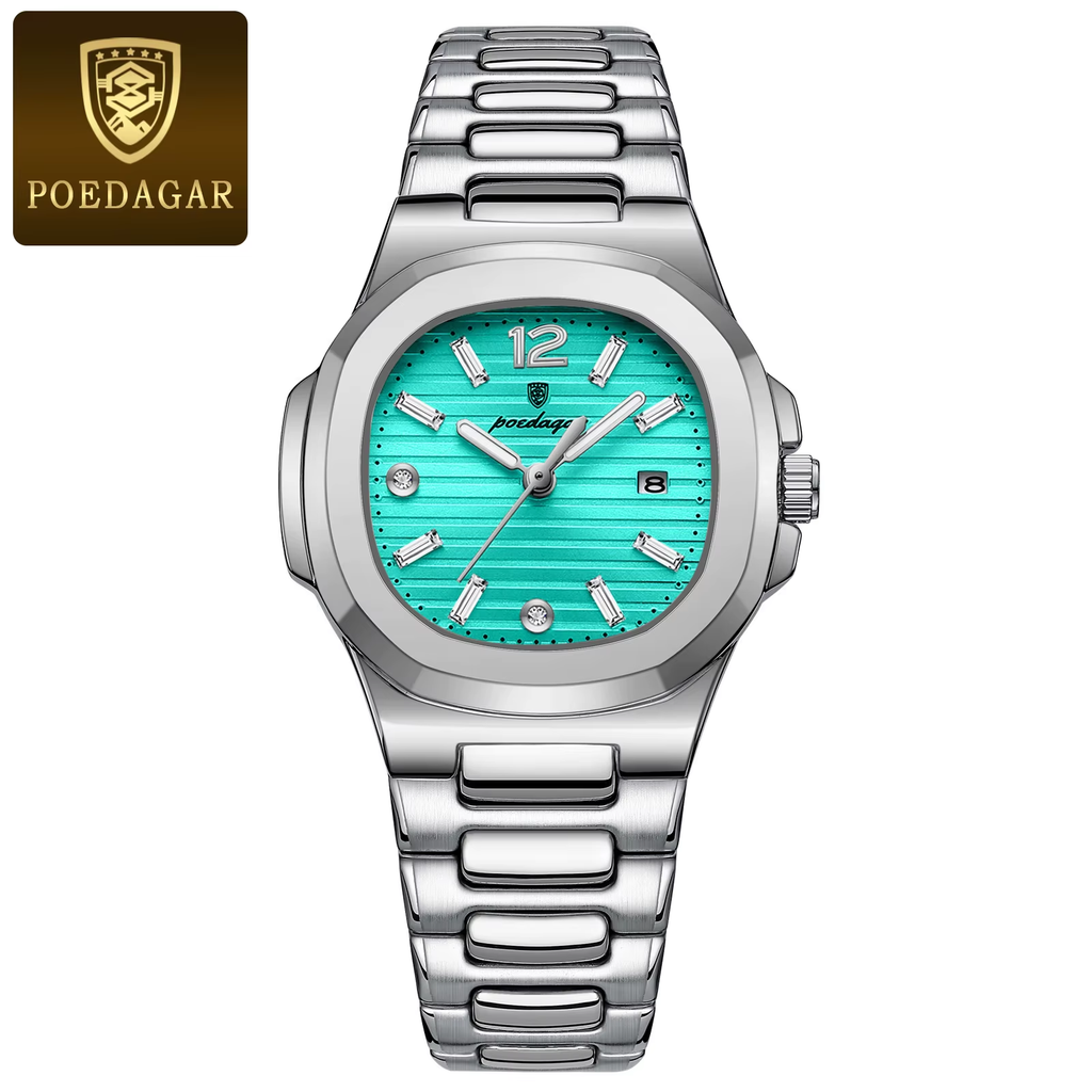 Women's Luxury Square Quartz Watch – Luminous Waterproof Date Ladies Wristwatch
