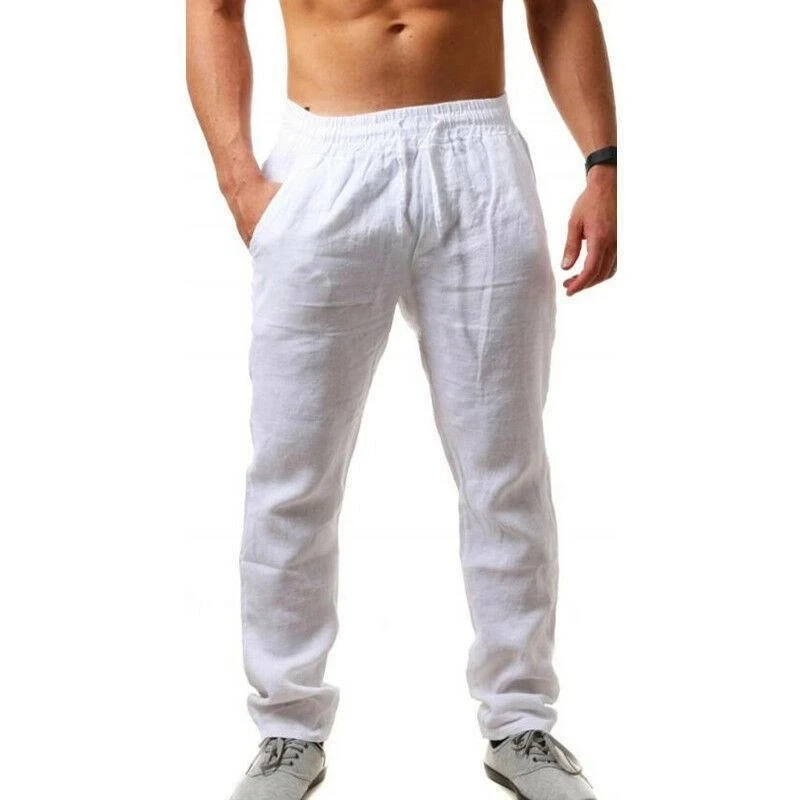 Men's Cotton Linen Jogger Pants – Breathable Casual Gym & Streetwear Sweatpants