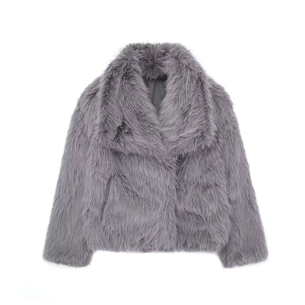 Women's Winter Plush Fluffy Coat – Warm Thicken Lapel Jacket Outwear