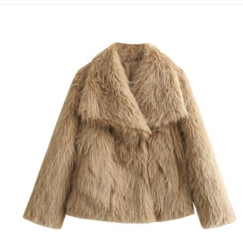 Women's Winter Plush Fluffy Coat – Warm Thicken Lapel Jacket Outwear