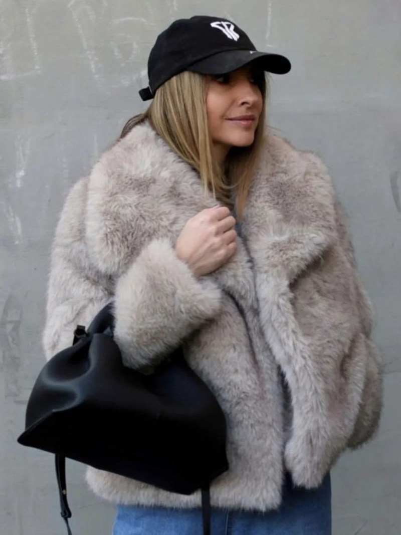 Women's Winter Plush Fluffy Coat – Warm Thicken Lapel Jacket Outwear