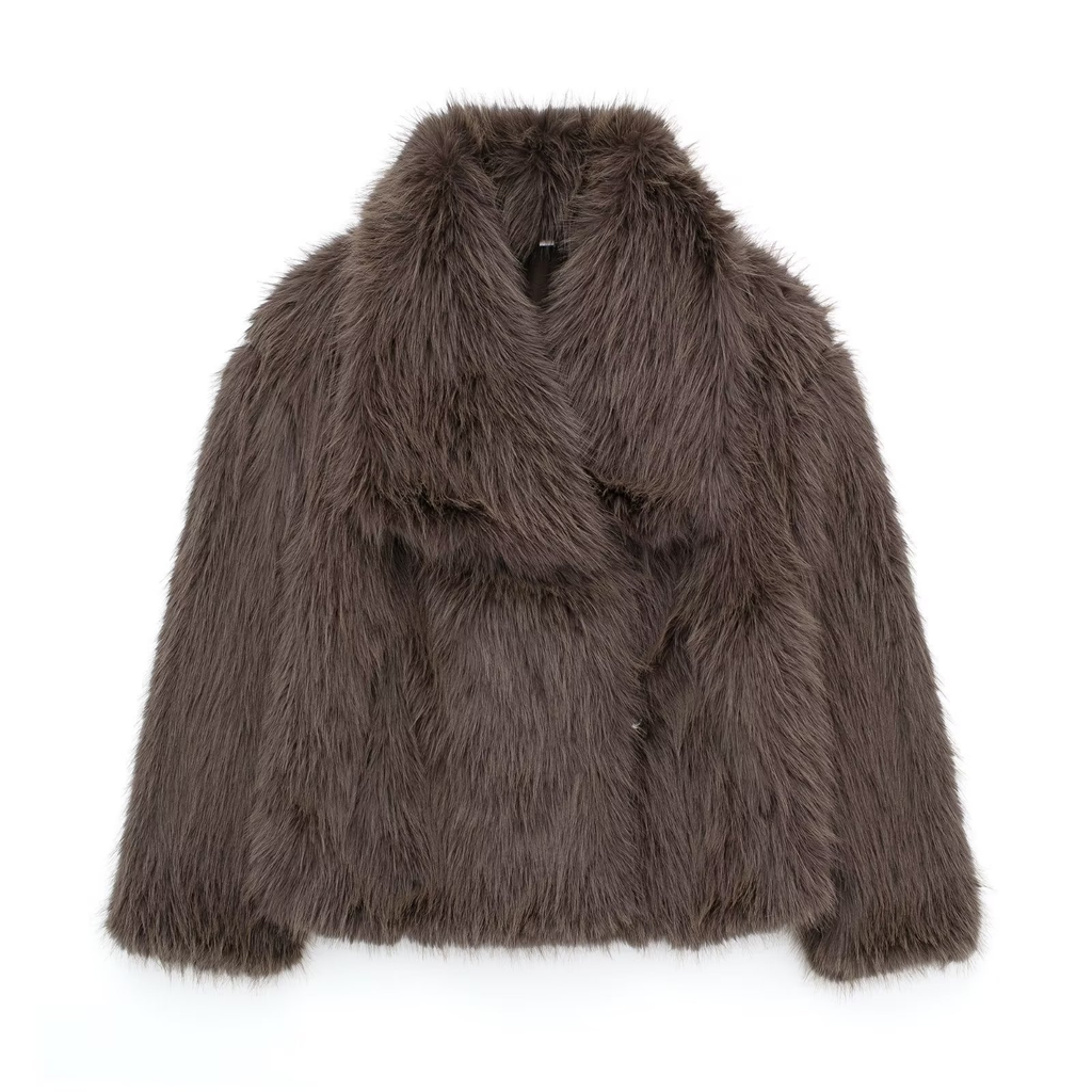 Women's Winter Plush Fluffy Coat – Warm Thicken Lapel Jacket Outwear