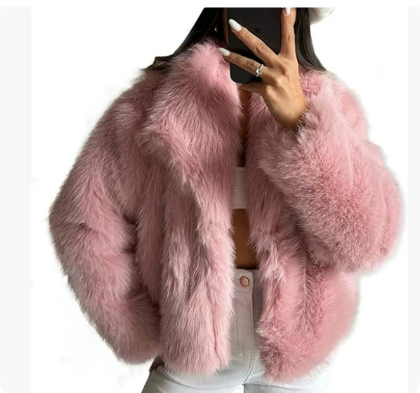 Women's Winter Plush Fluffy Coat – Warm Thicken Lapel Jacket Outwear