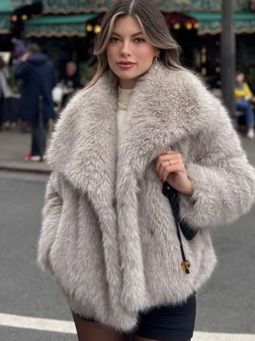 Women's Winter Plush Fluffy Coat – Warm Thicken Lapel Jacket Outwear
