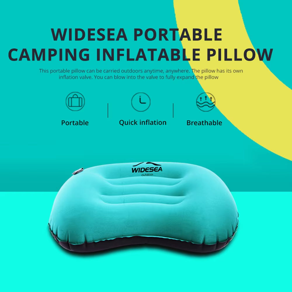Portable Inflatable Camping Pillow - Compressible Folding Air Cushion for Outdoor Sleeping Gear