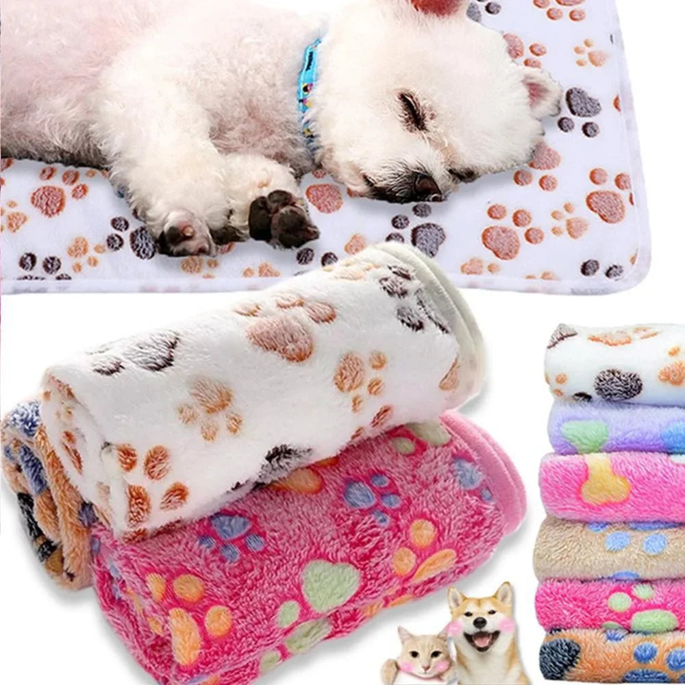 Soft Fluffy High Quality Pet Blanket Cozy Cartoon Pattern Mat Warm Comfortable Blanket for Cats Dogs