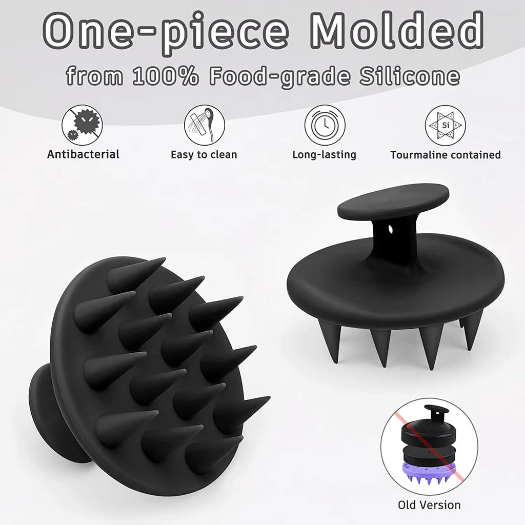 Silicone Scalp Massager and Shampoo Brush with Long, Stiff Bristles for Thick, Curly Hair - Head Scrubber and Exfoliator